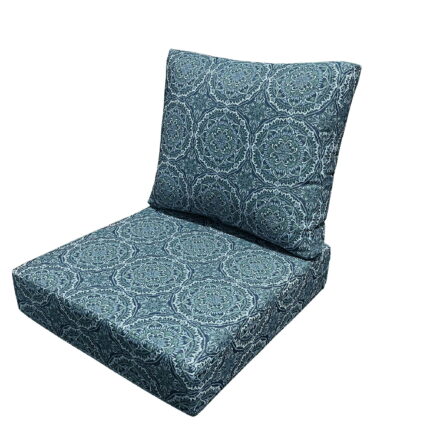 24"x 24" Premium Blue & Green Medallion Outdoor 2 Piece Deep Seat Cushion