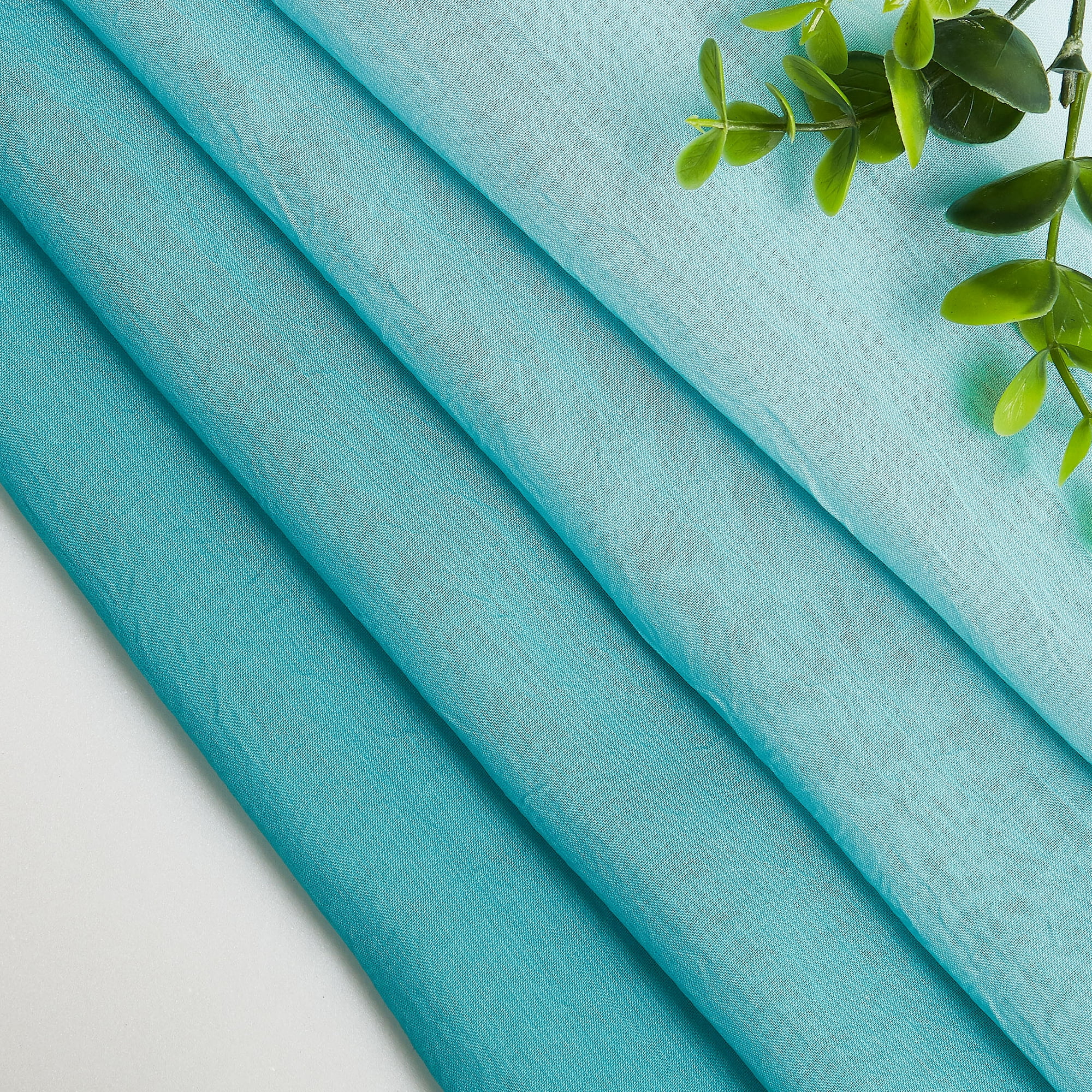 Junvictex Teal Ombre Crushed Chiffon Sheer Curtains 52"Wx84"L for Bedroom Living Room Decor, Set of 2 Crinkle Curtain Panels,Grommet - Image 2